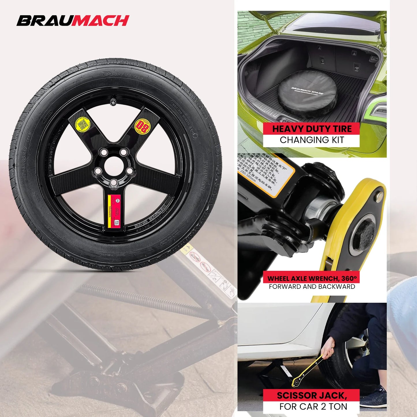 Audi A4 Q4 Space Saver Tyre Spare Wheel - HUB CENTRIC - Braumach Spare Wheel Kit All Models - 2015-2026